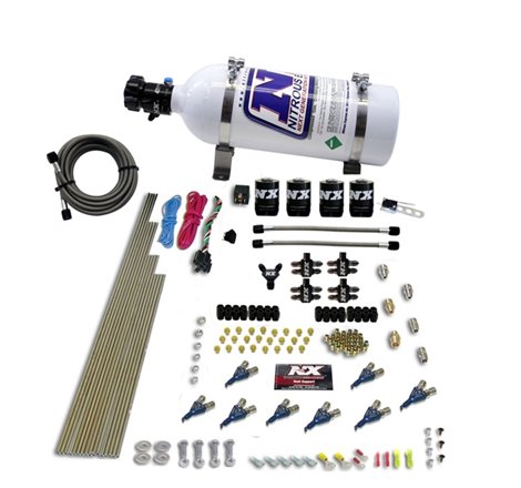 Nitrous Express 8 Cyl Piranha Direct Port 4 Solenoids Nitrous Kit (200-500HP) w/5lb Bottle