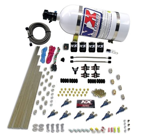 Nitrous Express 8 Cyl Piranha Direct Port 4 Solenoids Nitrous Kit (200-500HP) w/10lb Bottle