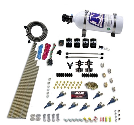 Nitrous Express 8 Cyl Piranha Direct Port 4 Solenoids Nitrous Kit (200-500HP EFI Jets) w/5lb Bottle