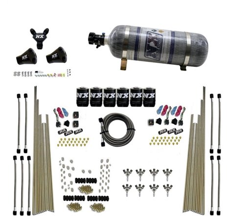 Nitrous Express 8 Cyl Triple-D Dry Direct Port 3 Stage Dry 6 Solenoids Nitrous Kit w/12lb Bottle