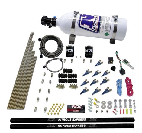 Nitrous Express 10 Cyl Piranha Nozzle Direct Port Nitrous Kit (250-500HP) w/5lb Bottle