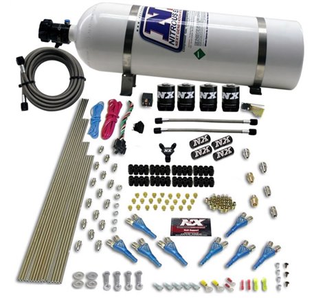 Nitrous Express 8 Cyl Shark Direct Port 4 Solenoids Nitrous Kit (200-600HP) w/15lb Bottle