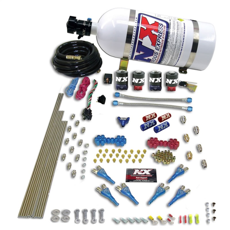 Nitrous Express Pro-Shk/Alc 4 Solenoids Nitrous Kit (250-650HP) w/10lb Bottle