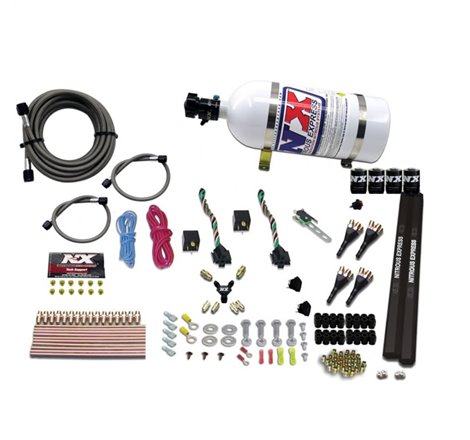 Nitrous Express 4 Cyl SX2 Nozzle Nitrous Kit (100-300HP x 2) w/10lb Bottle