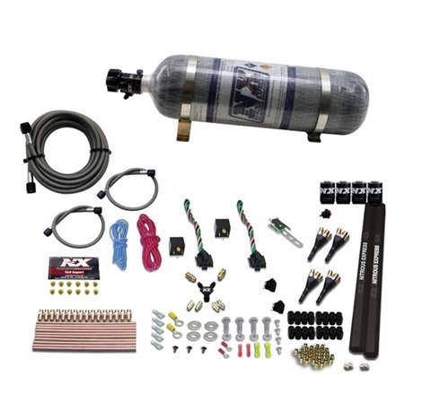 Nitrous Express 4 Cyl SX2 Nozzle Nitrous Kit (100-300HP x 2) w/Composite Bottle