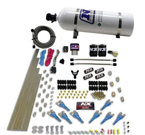 Nitrous Express Pro-Shk/Gas (200-600HP) 2 Fuel 1 Supershark Solenoid Nitrous Kit w/15lb Bottle