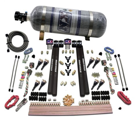 Nitrous Express SX2 Dual Stage/Gas/Rails 8 Nozzles Nitrous Kit (200-1200HP) w/Composite Bottle