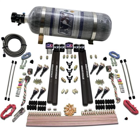 Nitrous Express SX2 Dual Stage/Gas/Rails 8 Nozzles Nitrous Kit (200-1200HP) w/Composite Bottle