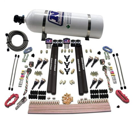 Nitrous Express SX2 Dual Stage /Gas/Rails 8 Nozzles Nitrous Kit (200-1200HP) w/15lb Bottle