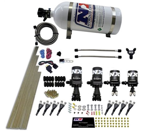 Nitrous Express 8 Cyl Shark Direct Port 4 Solenoids Nitrous Kit (200-600HP) w/10lb Bottle