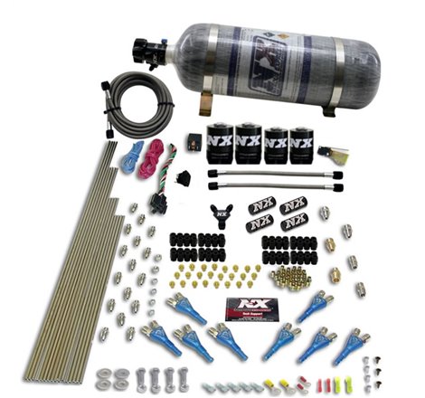 Nitrous Express 8 Cyl Shark Direct Port 4 Solenoids Nitrous Kit (200-600HP) w/Composite Bottle