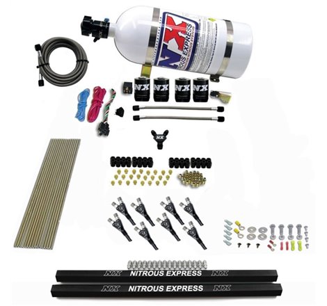 Nitrous Express Pro-Shk/Gas 4 Solenoids Nitrous Kit (200-600HP) w/Rails and 10lb Bottle