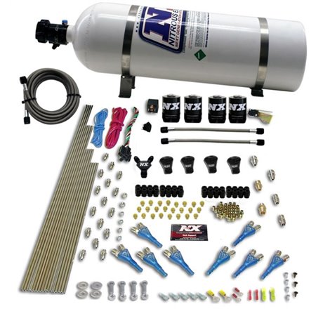 Nitrous Express Pro-Shk/Gas 4 Solenoids Nitrous Kit (200-600HP) w/15lb Bottle