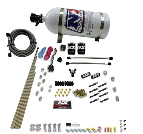 Nitrous Express 8 Cyl Dry Direct Port 2 Solenoids Nitrous Kit (200-600HP) w/10lb Bottle