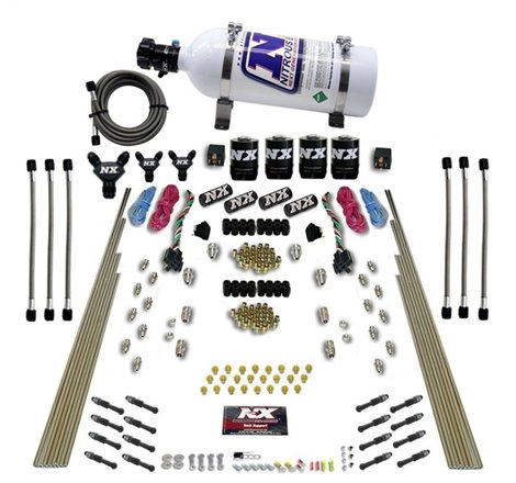 Nitrous Express 8 Cyl Dry Direct Port Dual Stage 4 Solenoids Nitrous Kit (200-600HP) w/5lb Bottle