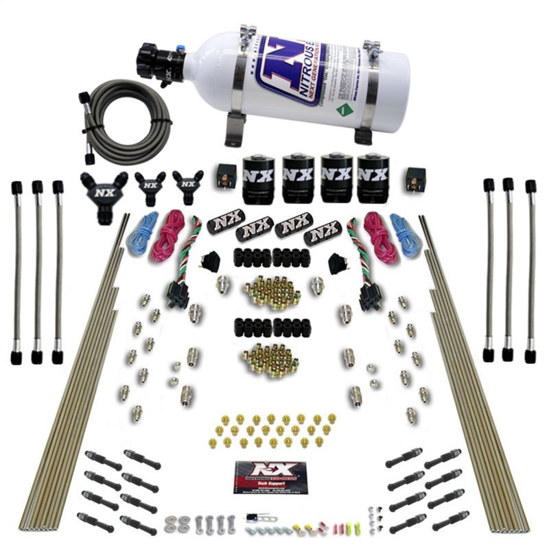 Nitrous Express 8 Cyl Dry Direct Port Dual Stage 4 Solenoids Nitrous Kit (200-600HP) w/5lb Bottle