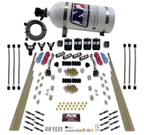 Nitrous Express 8 Cyl Dry Direct Port Dual Stage 4 Solenoids Nitrous Kit (200-600HP) w/10lb Bottle