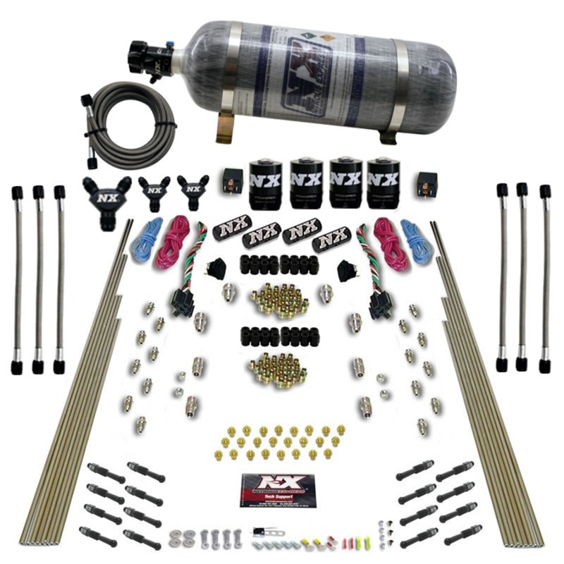 Nitrous Express 8 Cyl Dry Direct Port Dual Stage 4 Solenoids Nitrous Kit (200-600HP) w/Comp Bottle