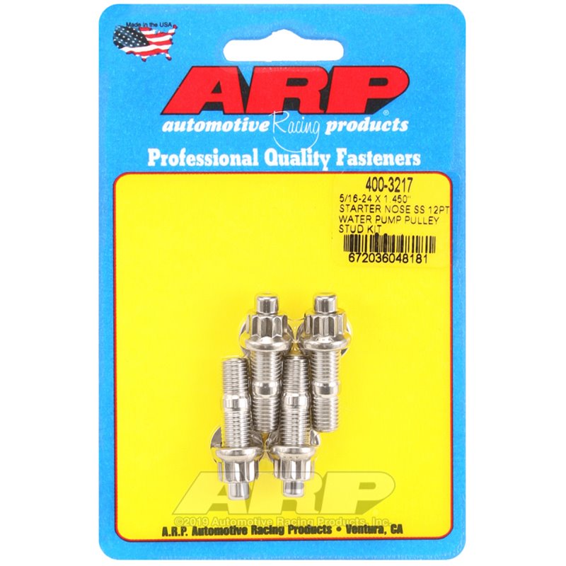 ARP 5/16-24 x 1.450 Starter Nose SS 12Pt Water Pump Pulley Stud Kit