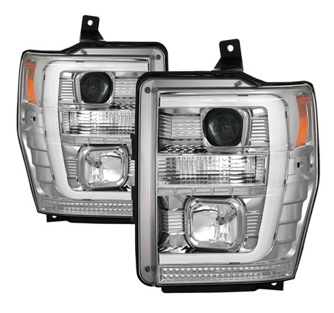 Spyder 08-10 Ford F-250 Ver 2 Proj Headlight - Switch Back Light Bar - Chrome - PRO-YD-FS08V2-SBLB-C