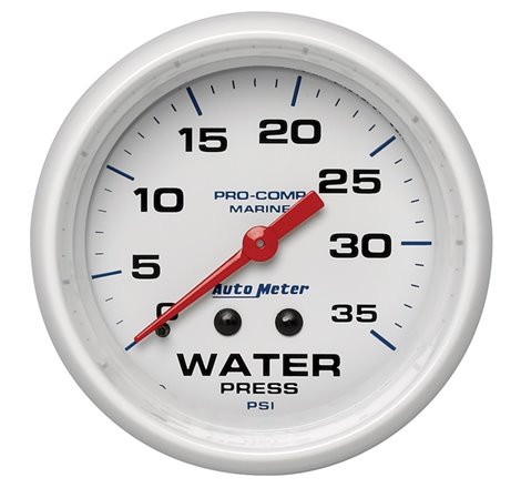 Autometer AutoGage 2-5/8in. / 35 PSI Mechanical Water Press Gauge - Marine White