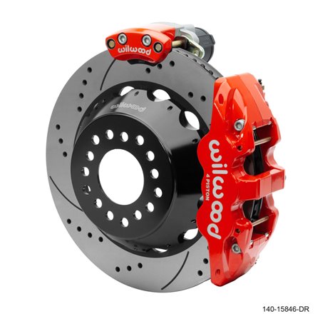 Wilwood Narrow Superlite 4R Rear P-Brk Kit AERO4 14in Rotor Big Ford New Style 2.5in Off - SRP Red