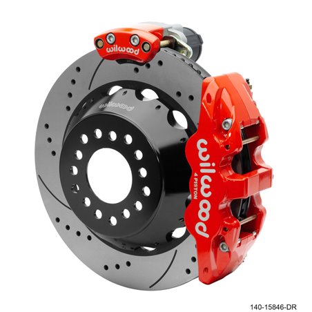 Wilwood Narrow Superlite 4R Rear P-Brk Kit AERO4 14in Rotor Big Ford New Style 2.5in Off - SRP Red