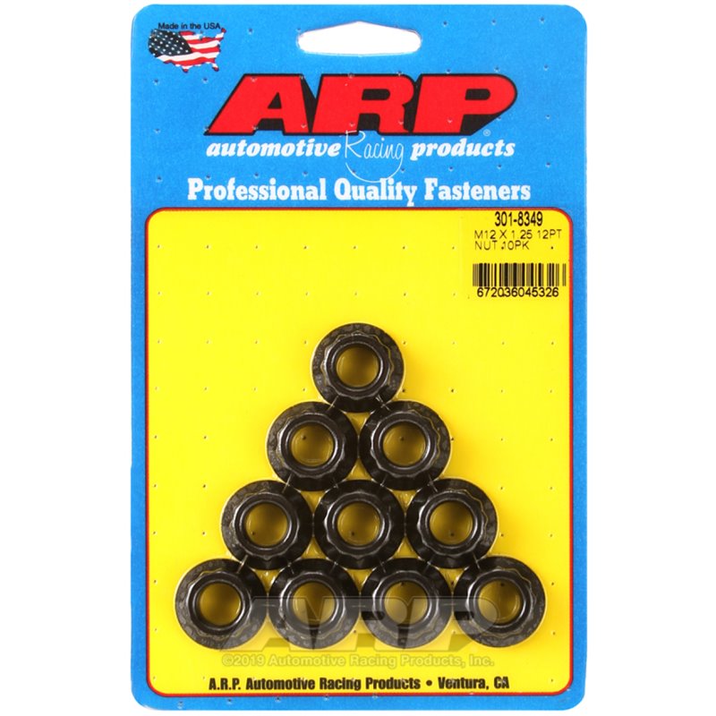 ARP M12 X 1.25 12pt nut kit 8740 Chrome Moly (Pack of 10)