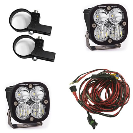 Baja Designs Squadron Sport Polaris LED Light Pods w/ 1.75in Harness/Horizontal Mounts Kit