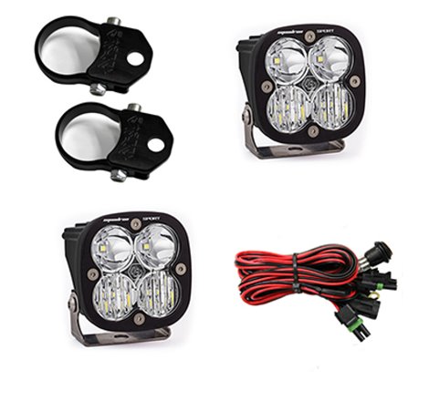 Baja Designs Squadron Sport Polaris LED Light Pods w/ 1.75in Harness/Vertical Mounts Kit