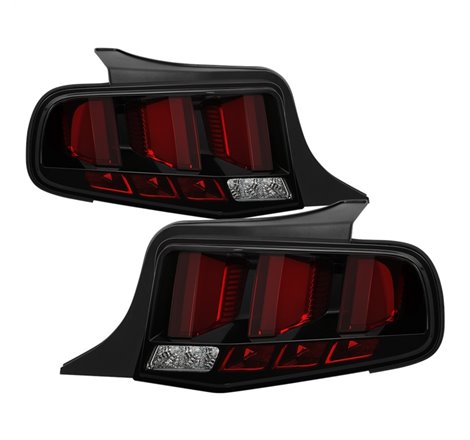 Spyder 10-12 Ford Mustang Red Light Bar LED Sequential Tail Lights - Blk ALT-YD-FM10-RBLED-BK