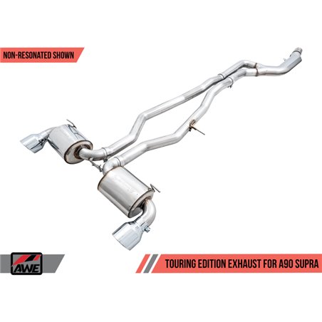 AWE 2020 Toyota Supra A90 Non-Resonated Touring Edition Exhaust - 5in Chrome Silver Tips