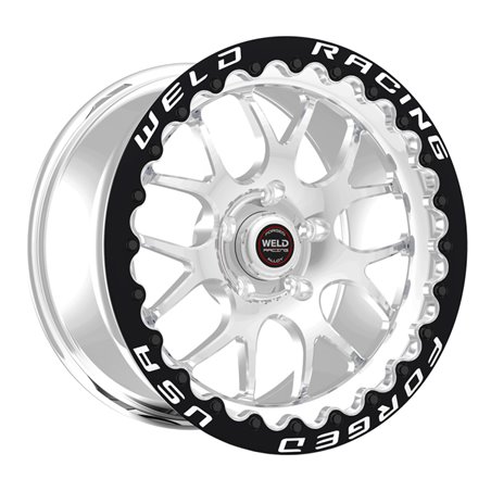 Weld S77 15x10.33 / 5x120mm BP / 7.5in. BS Polished Wheel (Medium Pad) - Black Single Beadlock MT