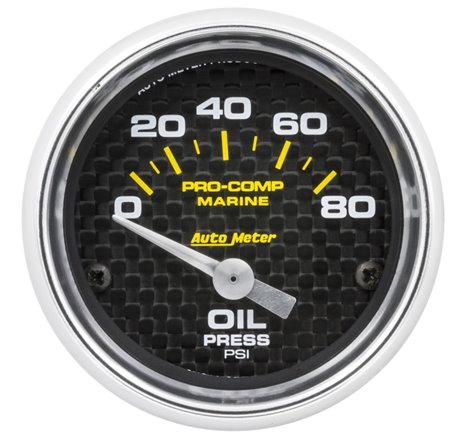 Autometer Marine Carbon Fiber 2-1/16in 80 PSI Electric Oil Pressure Gauge