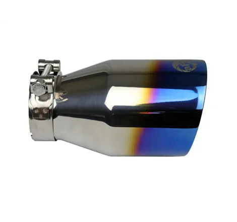 aFe Mach Force XP 304 Stainless Steel Clamp-On Exhaust Tip 2.5in Inlet / 4in Outlet - Blue Flame