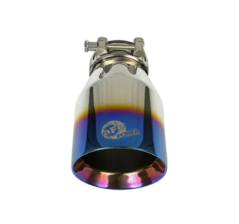 aFe Mach Force XP 304 Stainless Steel Clamp-On Exhaust Tip 2.5in Inlet / 4in Outlet - Blue Flame