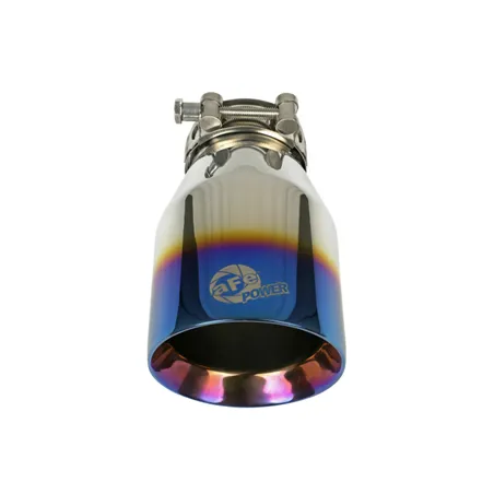 aFe Mach Force XP 304 Stainless Steel Clamp-On Exhaust Tip 2.5in Inlet / 4in Outlet - Blue Flame