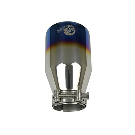 aFe Mach Force XP 304 Stainless Steel Clamp-On Exhaust Tip 2.5in Inlet / 4in Outlet - Blue Flame