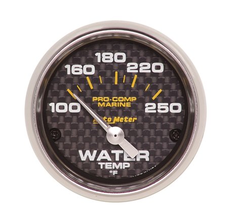 Autometer Marine Carbon Fiber Ultra-Lite 2-1/16in 100-250 Degrees Electric Water Temperature Gauge