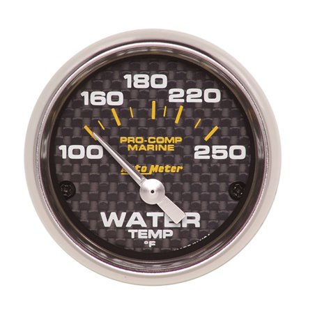 Autometer Marine Carbon Fiber Ultra-Lite 2-1/16in 100-250 Degrees Electric Water Temperature Gauge