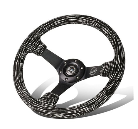 NRG Reinforced Steering Wheel (350mm / 3in. Deep) Microfiber/Black Stitch w/5mm Matte Black Spokes