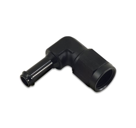 Vibrant Female -6AN to 5/16in Hose Barb 90 Degree Adapter Fitting - Anodized Black