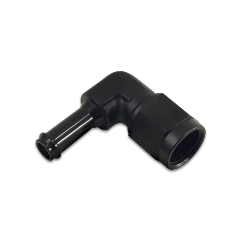 Vibrant Female -6AN to 5/16in Hose Barb 90 Degree Adapter Fitting - Anodized Black