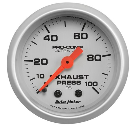 Autometer Ultra-Lite 52mm 0-100 PSI Mechanical Exhaust Pressure Gauge