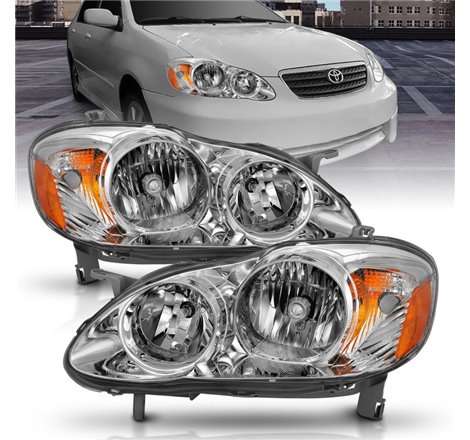 ANZO 2005-2008 Toyota Corolla Crystal Headlight Chrome Amber