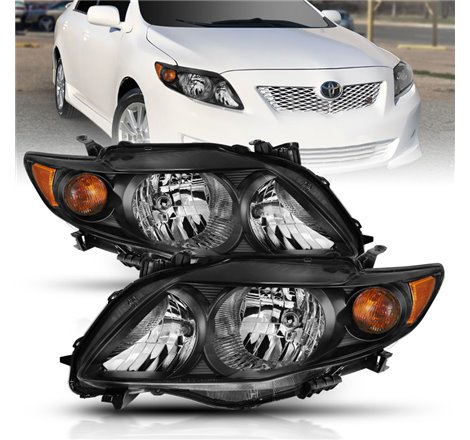 ANZO 2009-2010 Toyota Corolla Crystal Headlight Black Amber