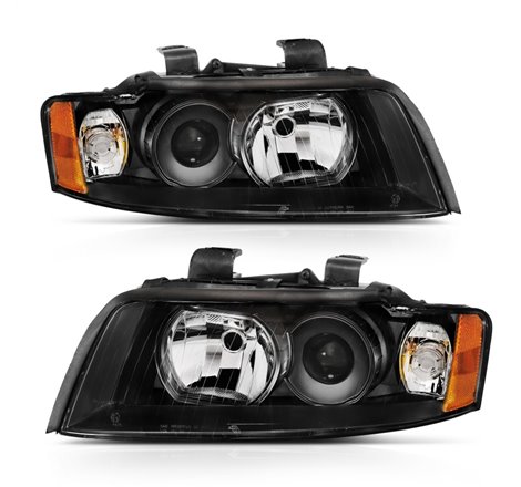 ANZO 2002-2005 Audi A4 Projector Headlight Black G2 (Halogen Type)