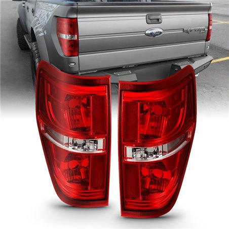 ANZO 2009-2014 Ford F-150 Euro Taillight Red/Clear (W/O Bulb)