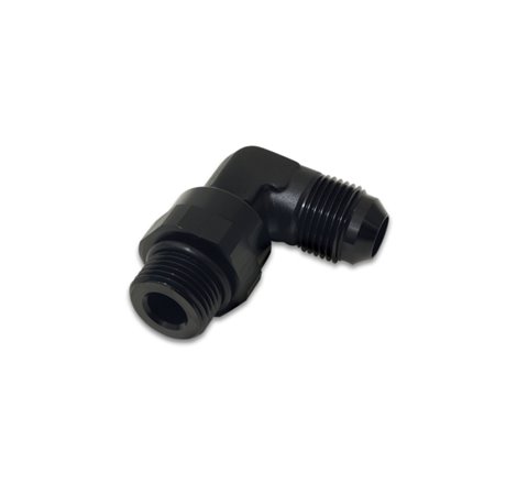 Vibrant -10AN Male Flare to Male -10AN ORB Swivel 90 Degree Adapter Fitting - Anodized Black