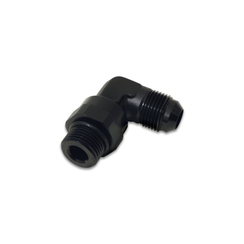 Vibrant -10AN Male Flare to Male -10AN ORB Swivel 90 Degree Adapter Fitting - Anodized Black